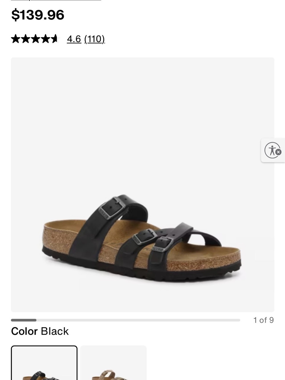 BRAND NEW Birkenstock Franca Women's Black Two-Strap Sandal size 7- 7 1/2